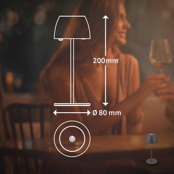 LED Akku Tischleuchte Serina Mini Typ A - Grau