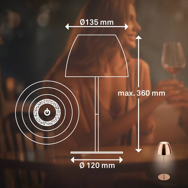 LED Akku Tischleuchte Serina - Kupfer
