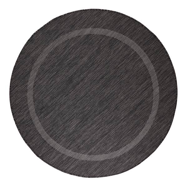 Outdoorteppich Relax rund - Polypropylene / Polyester - Schwarz - Durchmesser: 120 cm