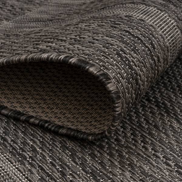 Outdoorteppich Relax rund - Polypropylene / Polyester - Schwarz - Durchmesser: 120 cm