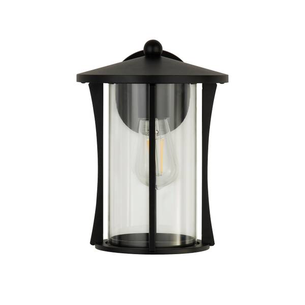 Wandleuchte Pagoda - Schwarz - Aluminium - Klarglas - 20 x 28 x 20 cm