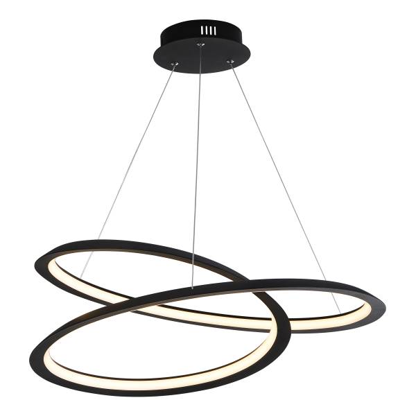 LED Pendelleuchte Swirl - Schwarz - Aluminium - Stahl - Silikon - 60 x 19 x 61 cm