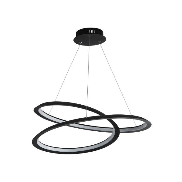 LED Pendelleuchte Swirl - Schwarz - Aluminium - Stahl - Silikon - 60 x 19 x 61 cm