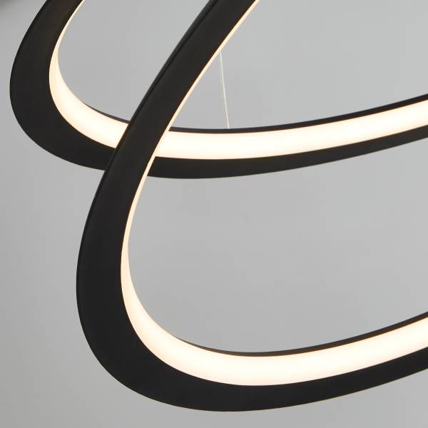 LED Pendelleuchte Swirl - Schwarz - Aluminium - Stahl - Silikon - 60 x 19 x 61 cm