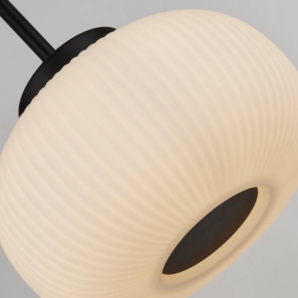 Pendelleuchte Lumina - Schwarz - Stahl - Opalglas - 24 x 32 x 104 cm