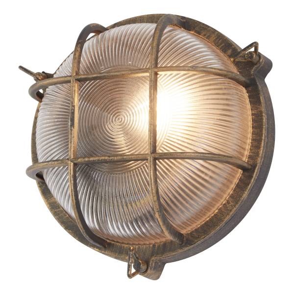 Wandleuchte Bulkhead - Schwarz - Gold - Aluminium - 27 x 27 x 11 cm