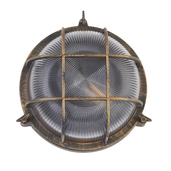 Wandleuchte Bulkhead - Schwarz - Gold - Aluminium - 27 x 27 x 11 cm