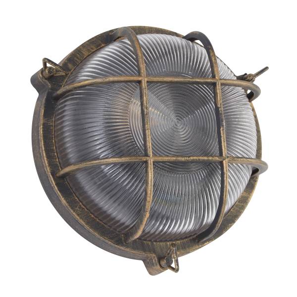 Wandleuchte Bulkhead - Schwarz - Gold - Aluminium - 27 x 27 x 11 cm