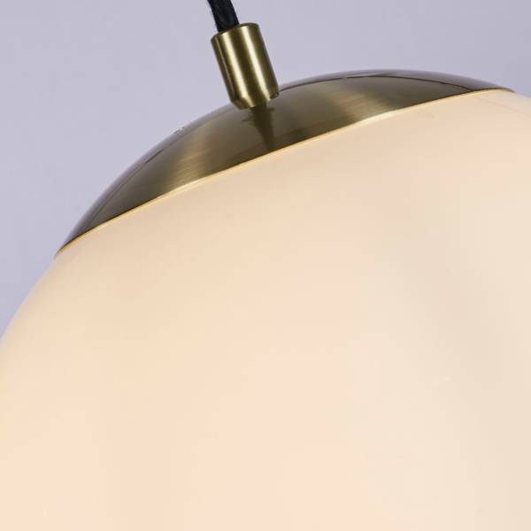 Pendelleuchte Atom - Messing - Stahl - Opalglas - 30 x 33 x 30 cm