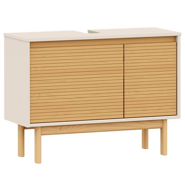 Massiver Waschbeckenunterschrank CAVA - Pinie massiv - Beige / Pinie Natur