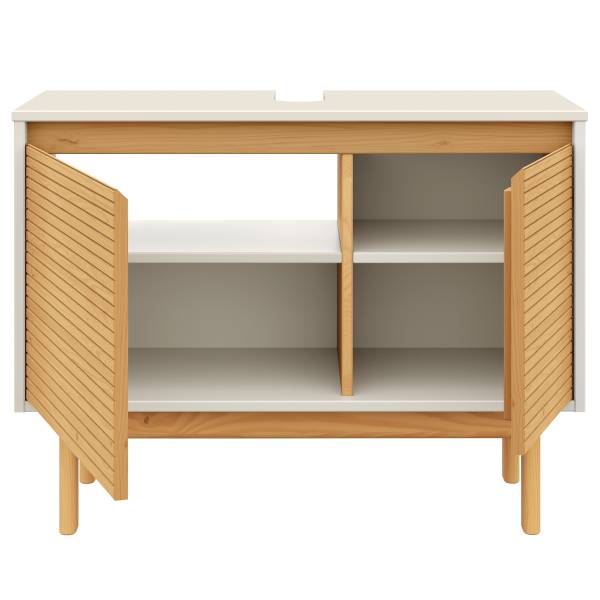 Massiver Waschbeckenunterschrank CAVA - Pinie massiv - Beige / Pinie Natur