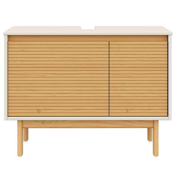 Massiver Waschbeckenunterschrank CAVA - Pinie massiv - Beige / Pinie Natur