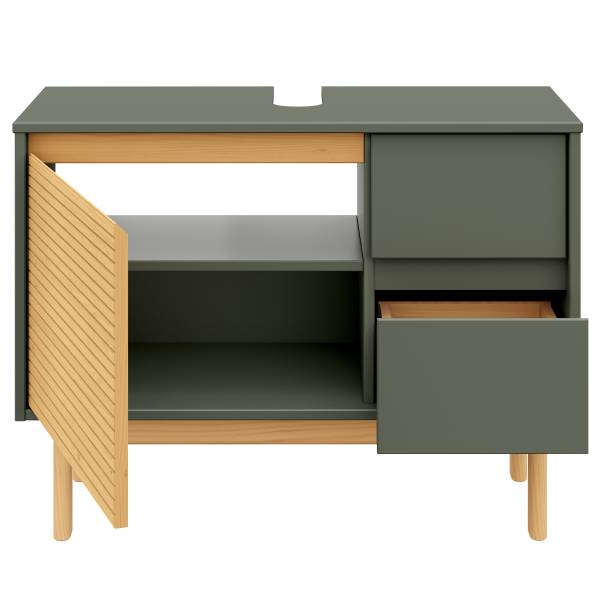 Waschbeckenunterschrank STADY - Pinie massiv - Graugrün