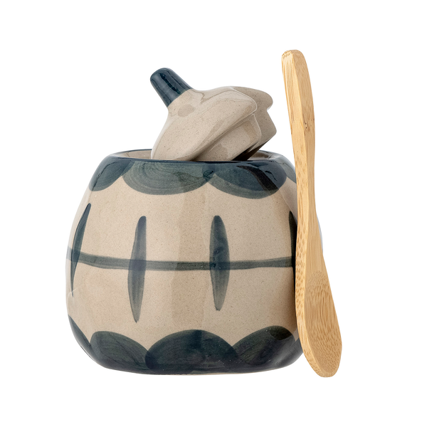 Milchkanne & Zuckerdose Allium 3-tlg. - Steingut - Blau / Beige