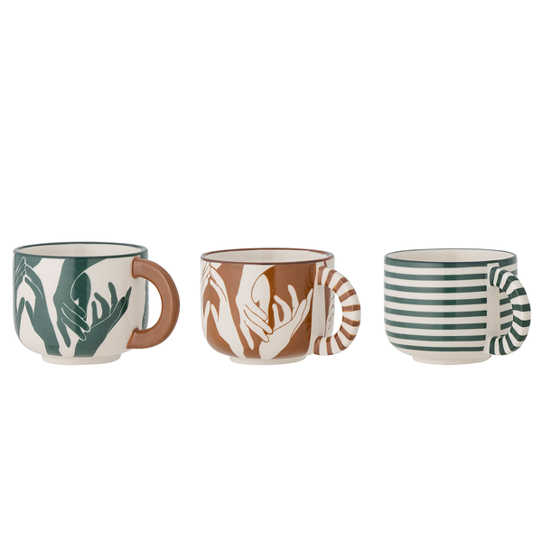 Tasse Carim 3er-Set - Steingut - Grün / Braun