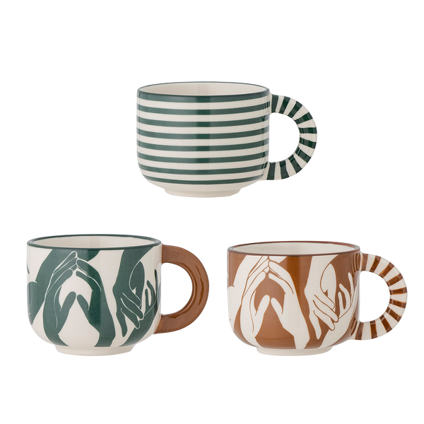 Tasse Carim 3er-Set - Steingut - Grün / Braun