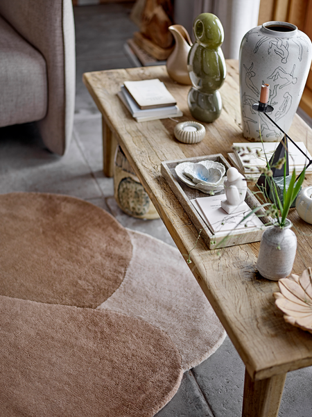 Kurzflorteppich Denton - Wolle - Braun / Beige
