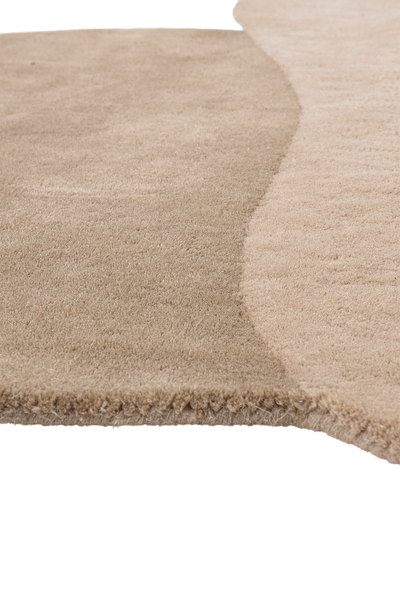Kurzflorteppich Denton - Wolle - Braun / Beige