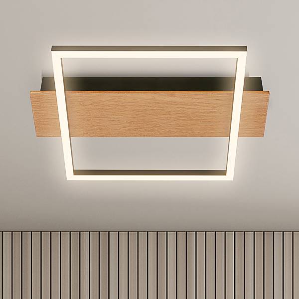 LED Deckenleuchte Kada Typ B - Schwarz - Gummibaum - Aluminium - Polypropylen - 26 x 6 x 34 cm