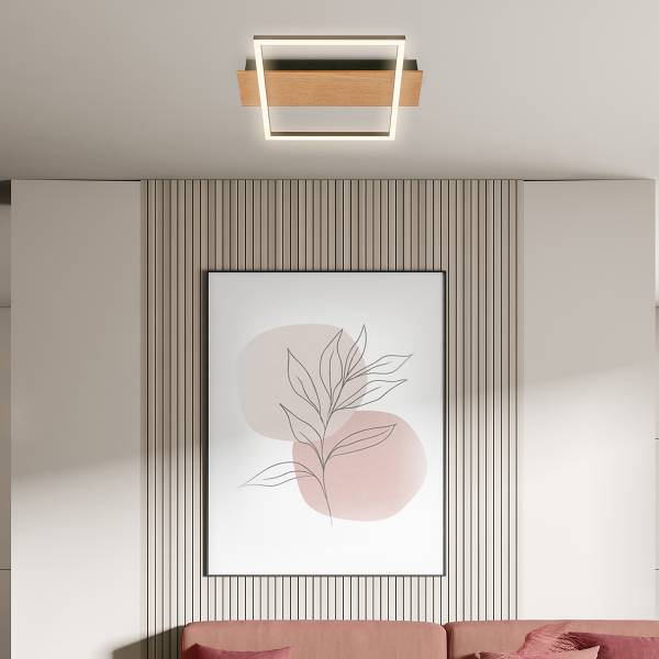 LED Deckenleuchte Kada Typ B - Schwarz - Gummibaum - Aluminium - Polypropylen - 26 x 6 x 34 cm