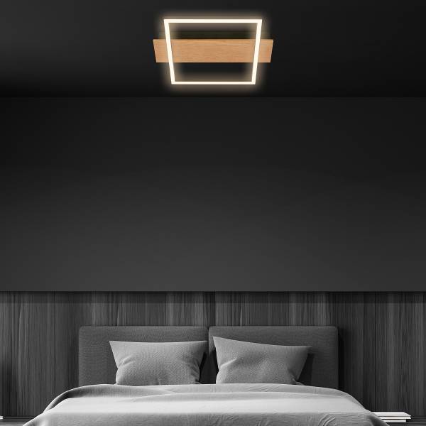 LED Deckenleuchte Kada Typ B - Schwarz - Gummibaum - Aluminium - Polypropylen - 26 x 6 x 34 cm