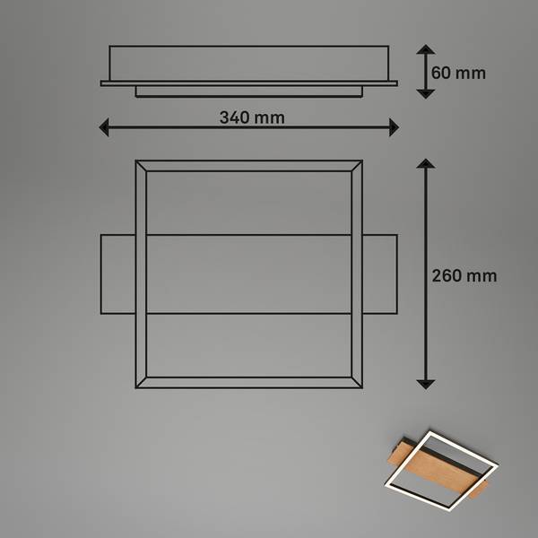 LED Deckenleuchte Kada Typ B - Schwarz - Gummibaum - Aluminium - Polypropylen - 26 x 6 x 34 cm
