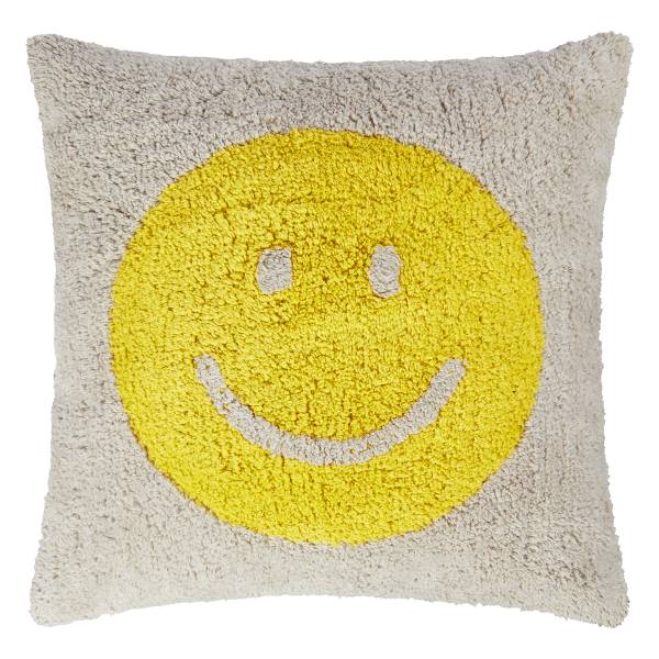 Kissen TUFTED SMILE - Baumwolle / Polyester - Gelb