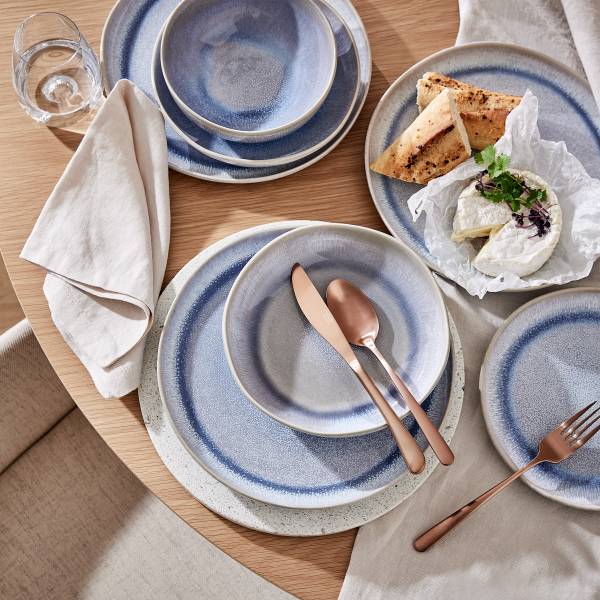 Geschirr-Set HILDA 24-tlg. - Steinzeug - Blau