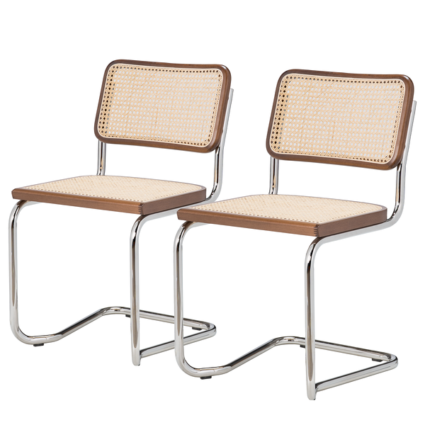 Freischwinger HOLM 2er-Set - Walnuss - Chrom glänzend