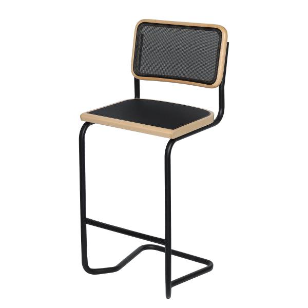Barstuhl HOLM Mesh - Schwarz - Buche - Stahl - 48 x 110 x 56 cm