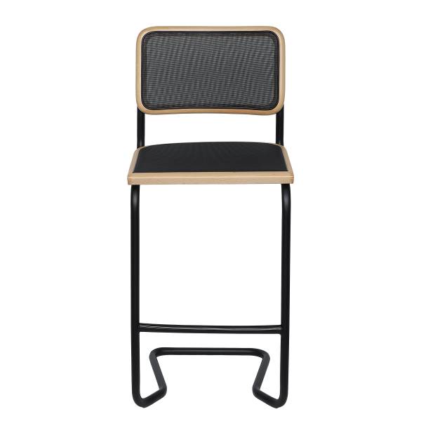 Barstuhl HOLM Mesh - Schwarz - Buche - Stahl - 48 x 110 x 56 cm