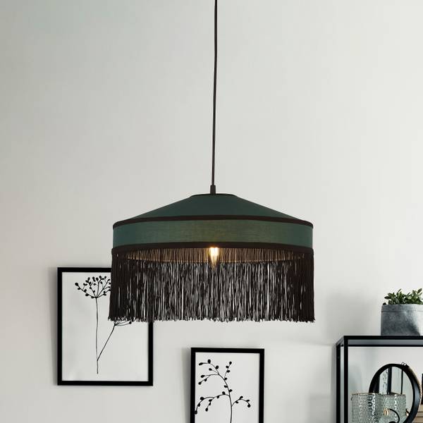 Lampenschirm Tabalak - Grün - Mischgewebe - Stahl - 40 x 23 x 40 cm