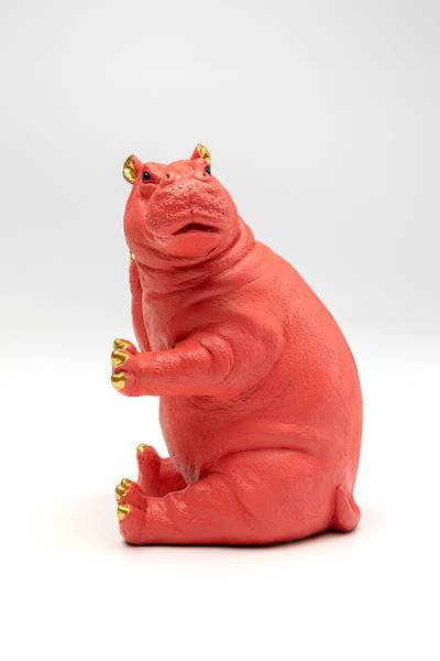 Buchstütze Hippo Pink 2er-Set - Pink - Polyresin - 19 x 26 x 14 cm