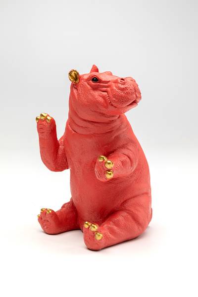 Buchstütze Hippo Pink 2er-Set - Pink - Polyresin - 19 x 26 x 14 cm