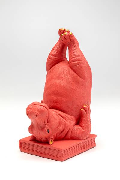 Buchstütze Hippo Pink 2er-Set - Pink - Polyresin - 19 x 26 x 14 cm
