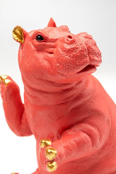 Buchstütze Hippo Pink 2er-Set - Pink - Polyresin - 19 x 26 x 14 cm