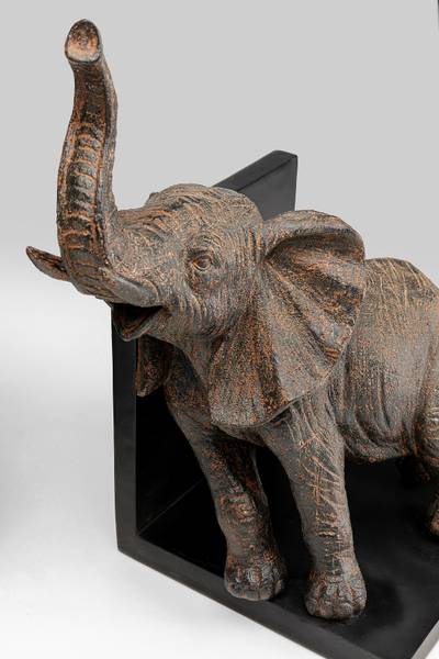 Buchstütze Elephants 2er-Set - Braun - Polyresin - 31 x 25 x 21 cm