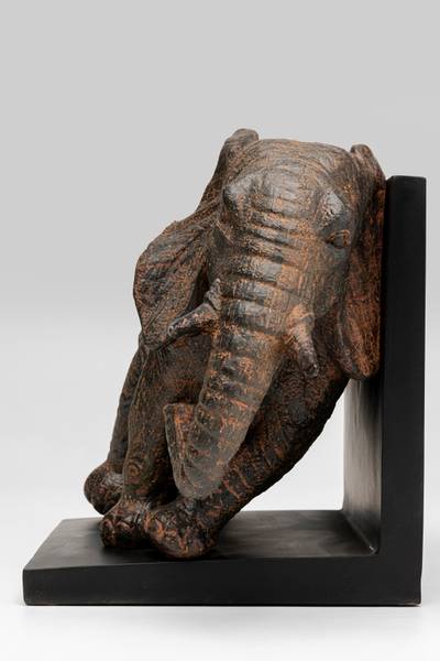 Buchstütze Elephants 2er-Set - Braun - Polyresin - 31 x 25 x 21 cm