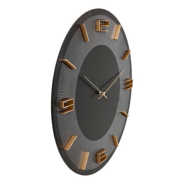 Wanduhr Leonardo - Schwarz - Aluminium - ABS - 49 x 49 x 4.5 cm