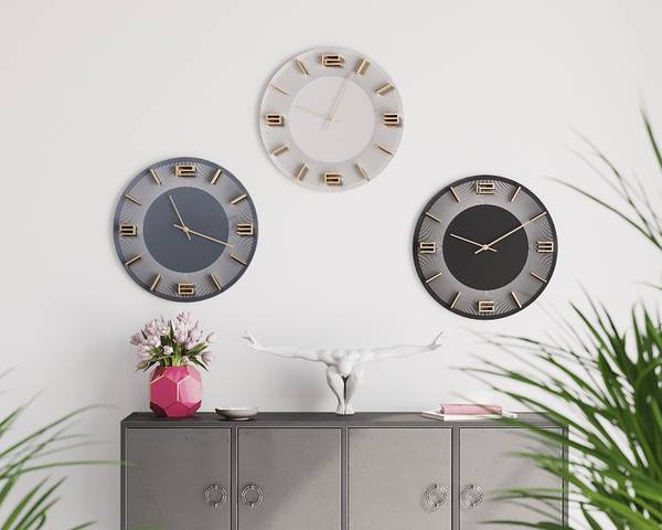 Wanduhr Leonardo - Schwarz - Aluminium - ABS - 49 x 49 x 4.5 cm