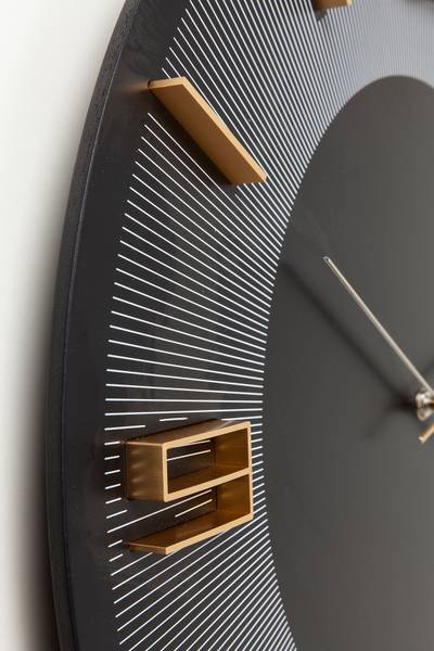 Wanduhr Leonardo - Schwarz - Aluminium - ABS - 49 x 49 x 4.5 cm