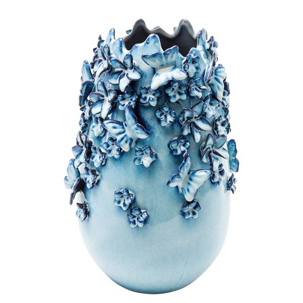Vase Butterfly Typ A - Blau - Steingut - 23 x 36 x 23 cm