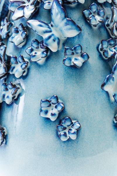 Vase Butterfly Typ A - Blau - Steingut - 23 x 36 x 23 cm
