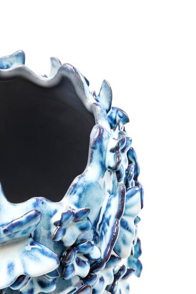 Vase Butterfly Typ A - Blau - Steingut - 23 x 36 x 23 cm