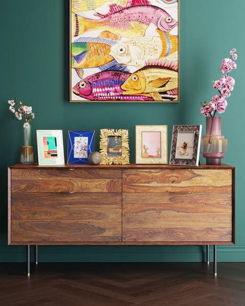 Leinwandbild Fish Meeting Typ B - Multicolor - Baumwollstoff - Kaltschaum - 75 x 100 x 3.5 cm