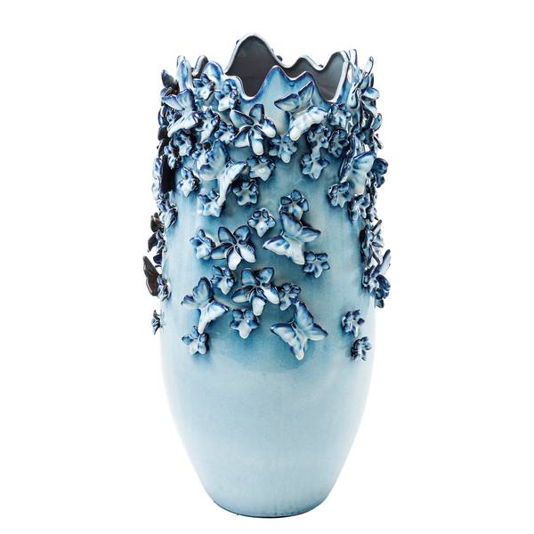 Vase Butterfly Typ B - Blau - Steingut - 28 x 50 x 28 cm