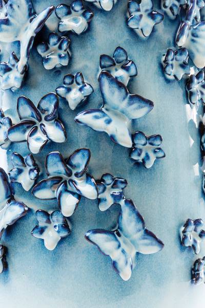 Vase Butterfly Typ B - Blau - Steingut - 28 x 50 x 28 cm