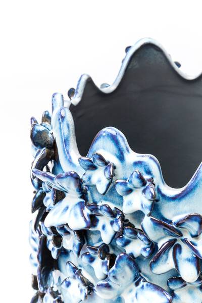 Vase Butterfly Typ B - Blau - Steingut - 28 x 50 x 28 cm