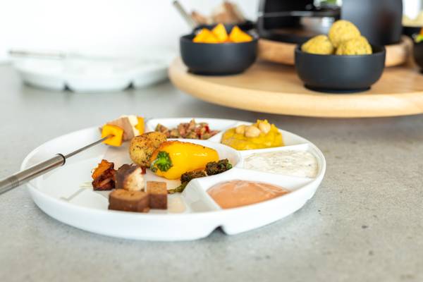 Fondueteller Cascatas 4er-Set - Porzellan - Weiß