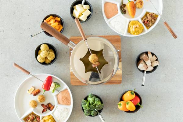 Fondueteller Cascatas 4er-Set - Porzellan - Weiß